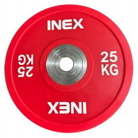 Олимпийский диск в уретане 25кг Inex PU Bumper Plate TF-P2100-25 красный\белый