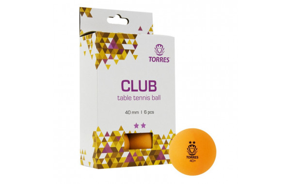 Мяч для настольного тенниса Torres Club 2* TT21013 6 шт, оранжевый 600_380