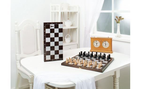 Шахматы обиходные деревянные с малой венге доской, рисунок серебро "Классика" 477-20 600_380