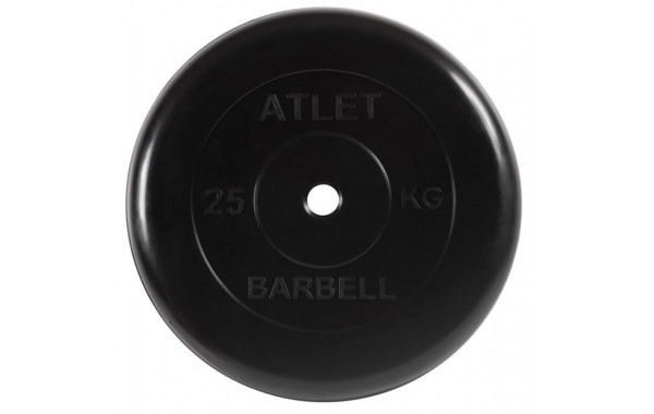 Диск обрезиненный d31мм MB Barbell Atlet 25кг черный MB-AtletB31-25 600_380