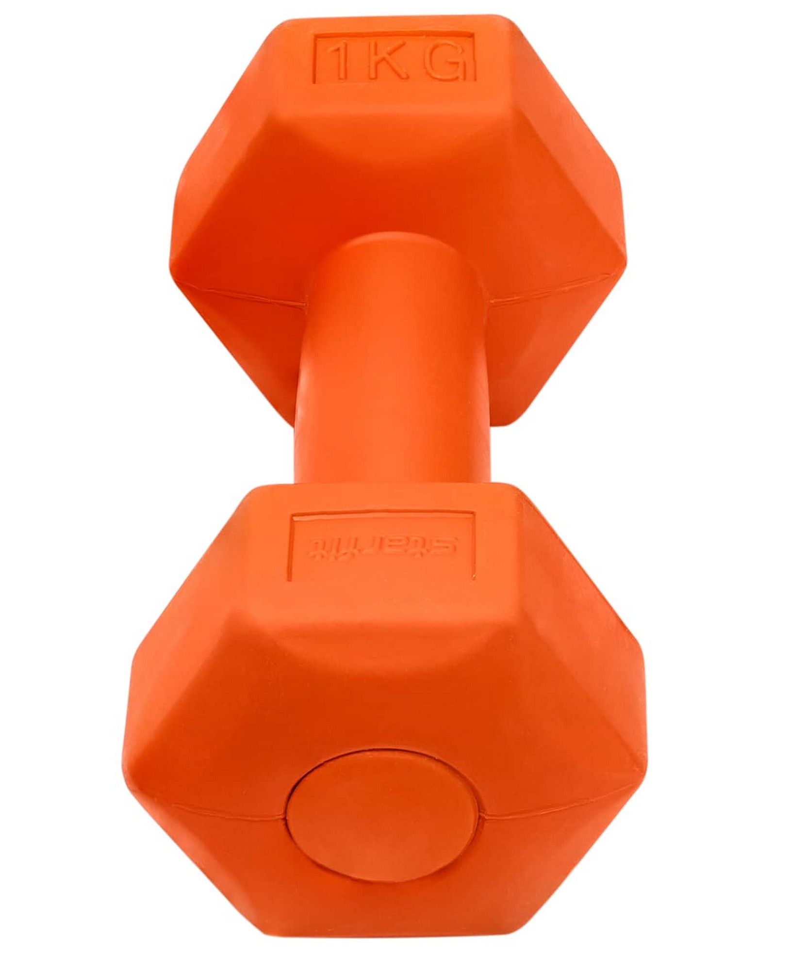 Гантель гексагональная, пластиковая 1 кг BaseFit DB-305 оранжевый, 2 шт 1663_2000
