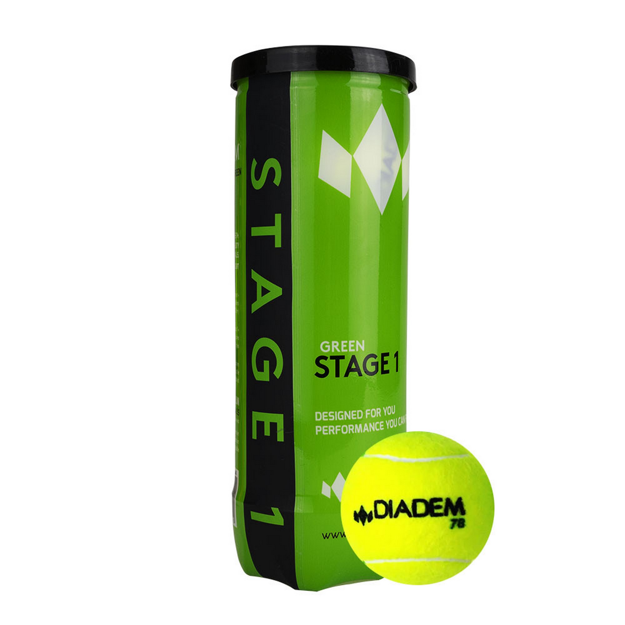 Мяч теннисный детский Diadem Stage 1 Green Bal BALL-CASE-GR зеленый 2000_2000