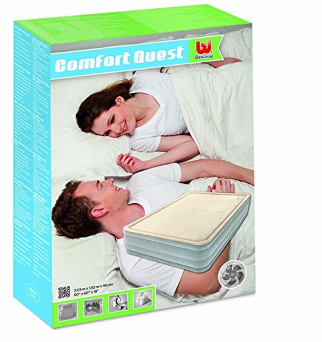 Надувная кровать Bestway FoamTop Comfort Raised Airbed(Queen) 203х152х46см со встр насосом,мягкий верх 67486 659_700