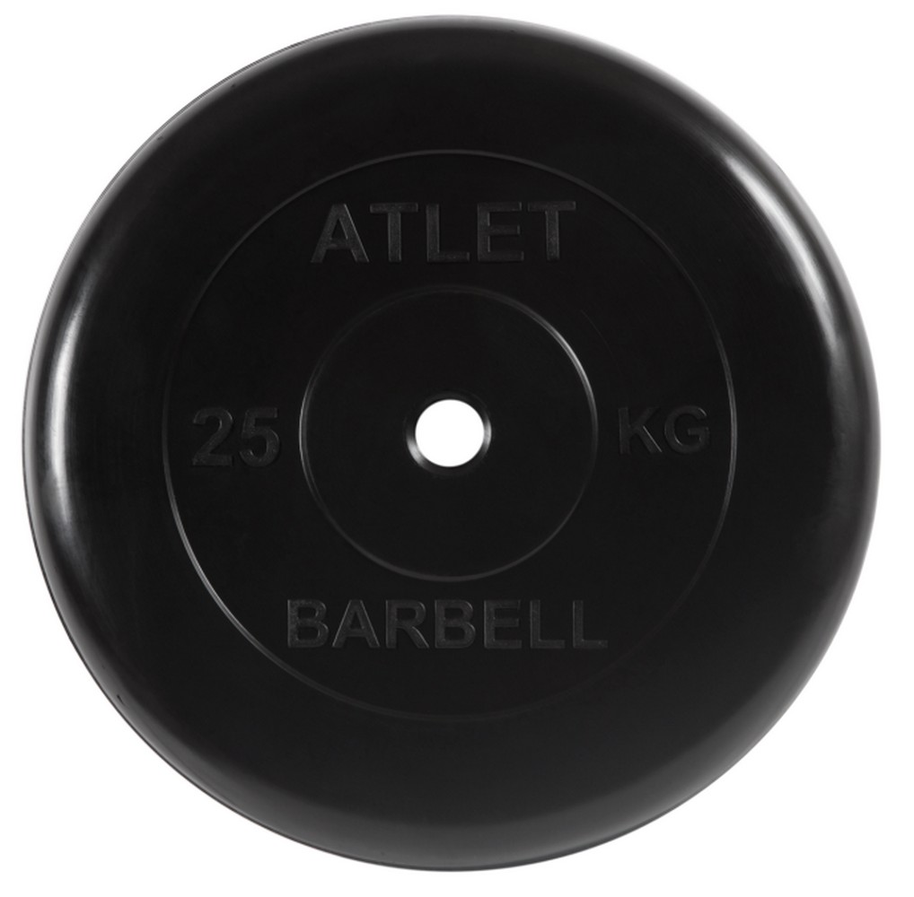 Диск обрезиненный d31мм MB Barbell Atlet 25кг черный MB-AtletB31-25 1018_1000