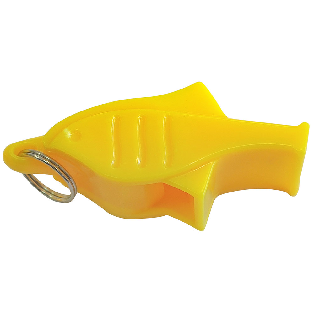 Свисток Дельфин пластиковый в боксе, без шарика, на шнурке (желтый) Sportex E39266-3 1000_1000