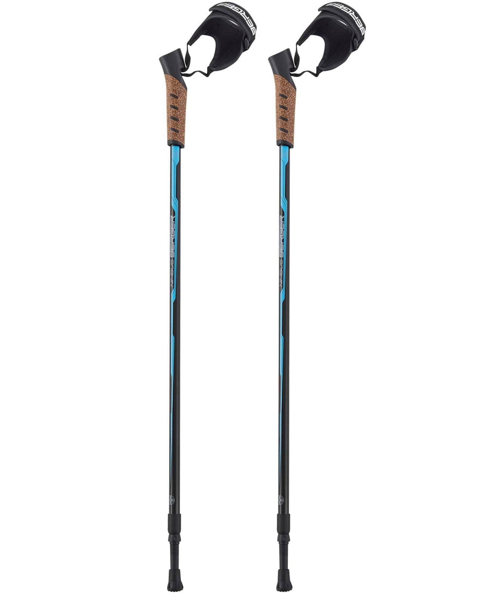 Скандинавские палки Berger Nimbus 2-секционные, 77-135 см, черный\голубой 1667_2000